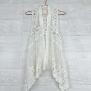 Anthropologie Meadow Rue Crochet Draped Lace Vest XS/S Cottagecore Boho Coquette
